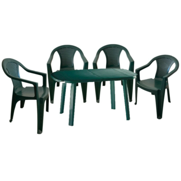 Franca 4 személyes kerti bútor szett, zöld asztallal, 4 db zöld székkel