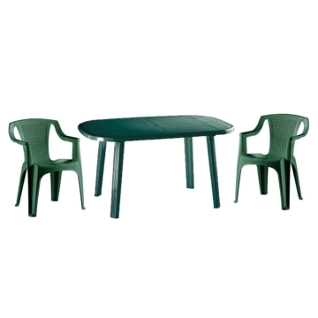 Santorini 2 személyes kerti bútor szett, zöld asztallal, 2 db Palermo zöld székkel