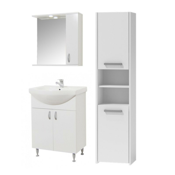 Bazena60 II NEW fürdőszobai alsószekrény mosdóval Oglio60 tükrös szekrénnyel Luna S40 magas szekrénnyel