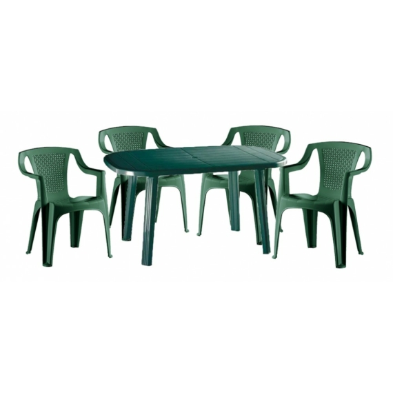 Santorini 4 személyes kerti bútor szett, zöld asztallal, 4 db Palermo zöld székkel