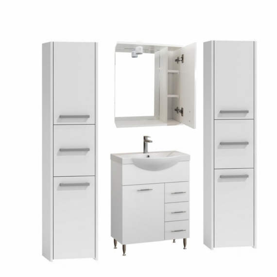 Luna S33 fürdőszoba bútor szett Montano alsószekrény mosdóval és Emilia tükrös szekrénnyel