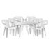 Kép 1/6 - Santorini 6 személyes kerti bútor szett, fehér asztallal, 6 db Palermo fehér székkel
