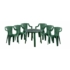 Kép 1/5 - Genova 6 személyes kerti bútor szett, zöld asztallal, 6 db Palermo zöld székkel