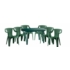 Kép 1/5 - Santorini 6 személyes kerti bútor szett, zöld asztallal, 6 db Palermo zöld székkel